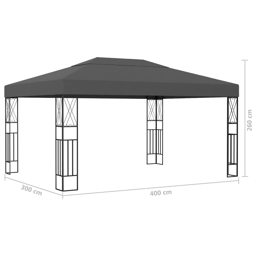 Pavillon Mit Led-Lichterkette 3X4 M Stoff