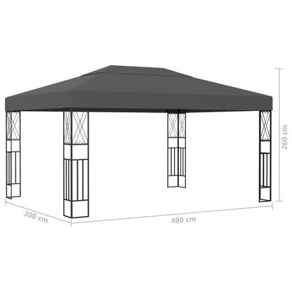 Pavillon Mit Led-Lichterkette 3X4 M Stoff