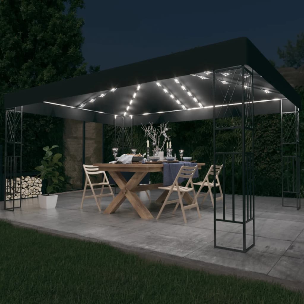 Pavillon Mit Led-Lichterkette 3X4 M Stoff
