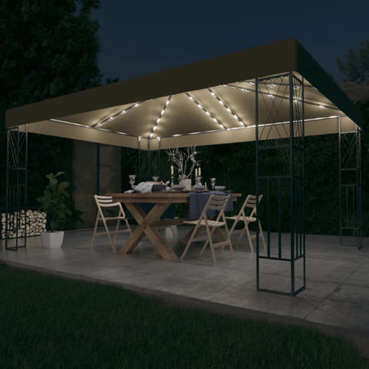 Pavillon Mit Led-Lichterkette 3X4 M Stoff