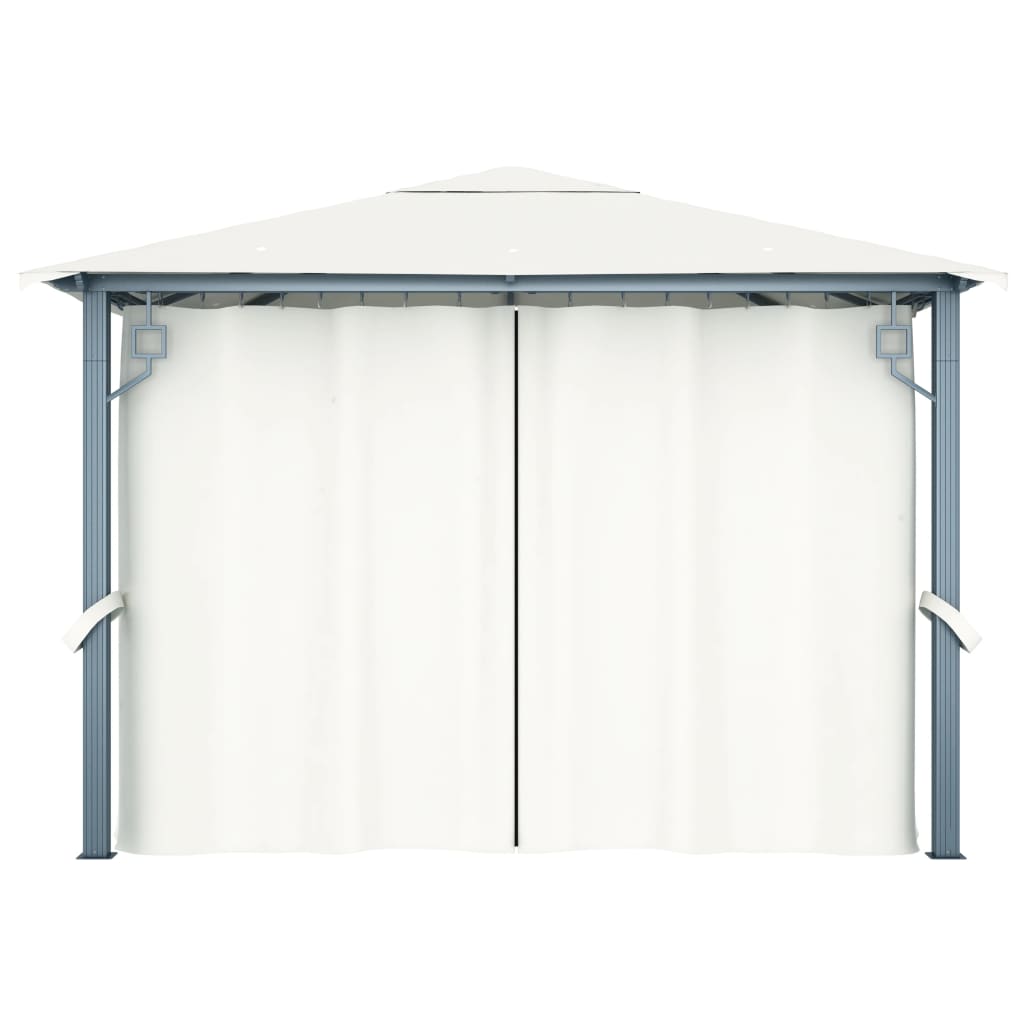 Pavillon Mit Vorhängen & Led-Lichterkette 300X300 Cm Alu