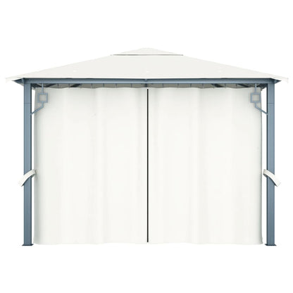 Pavillon Mit Vorhängen & Led-Lichterkette 300X300 Cm Alu