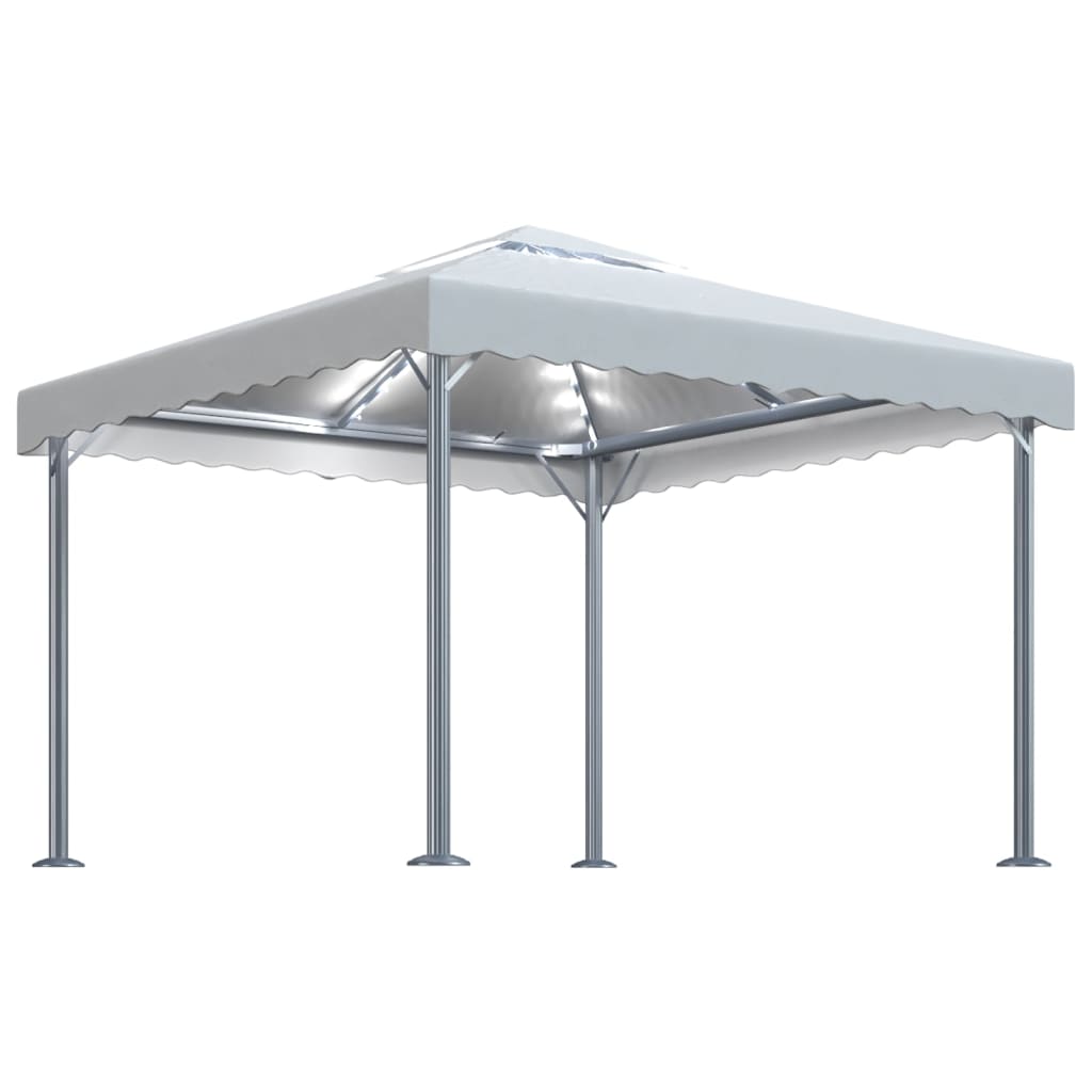 Pavillon Mit Led-Lichterkette 300X300 Cm Weiß Aluminium