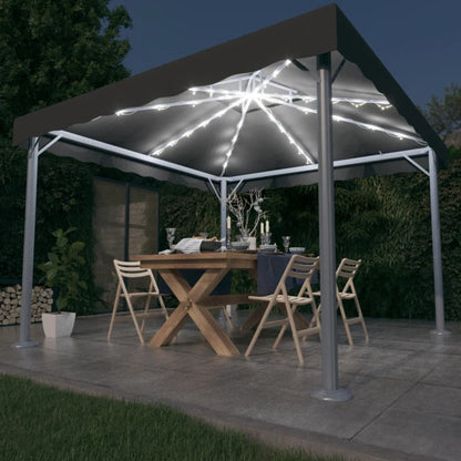 Pavillon Mit Led-Lichterkette 300X300 Cm Weiß Aluminium