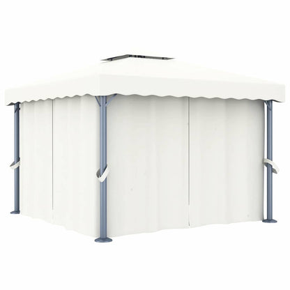 Pavillon Mit Vorhängen & Led-Lichterkette 3X3 M Weiß