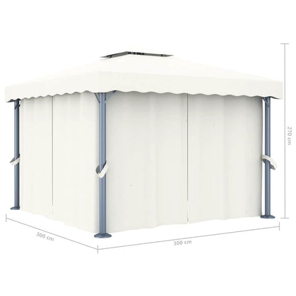 Pavillon Mit Vorhängen & Led-Lichterkette 3X3 M Weiß