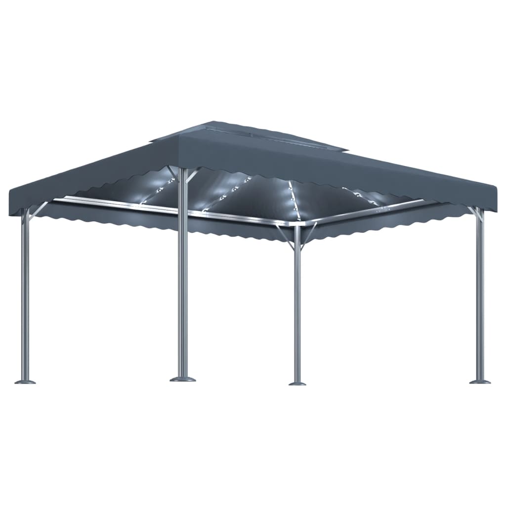 Pavillon Mit Led-Lichterkette 400X300 Cm Aluminium