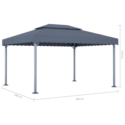 Pavillon Mit Led-Lichterkette 400X300 Cm Aluminium
