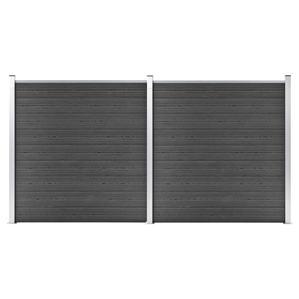 Zaunelement Wpc 175X186 Cm Schwarz