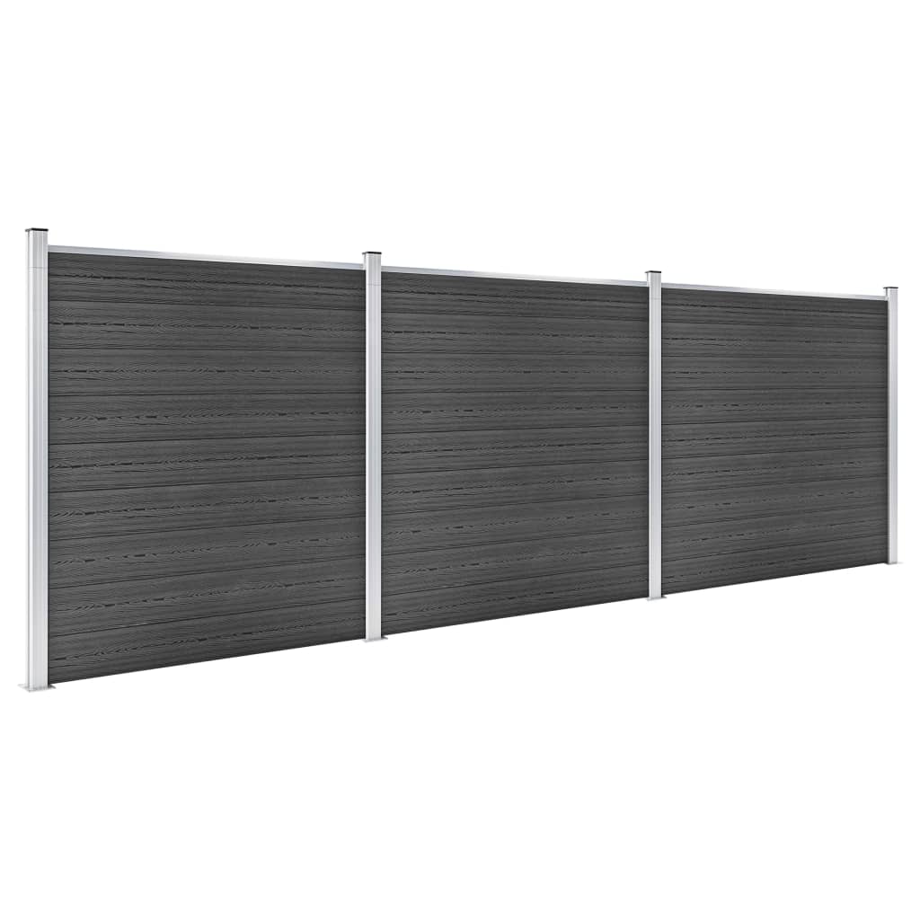 Zaunelement Set Wpc 526X186 Cm Schwarz
