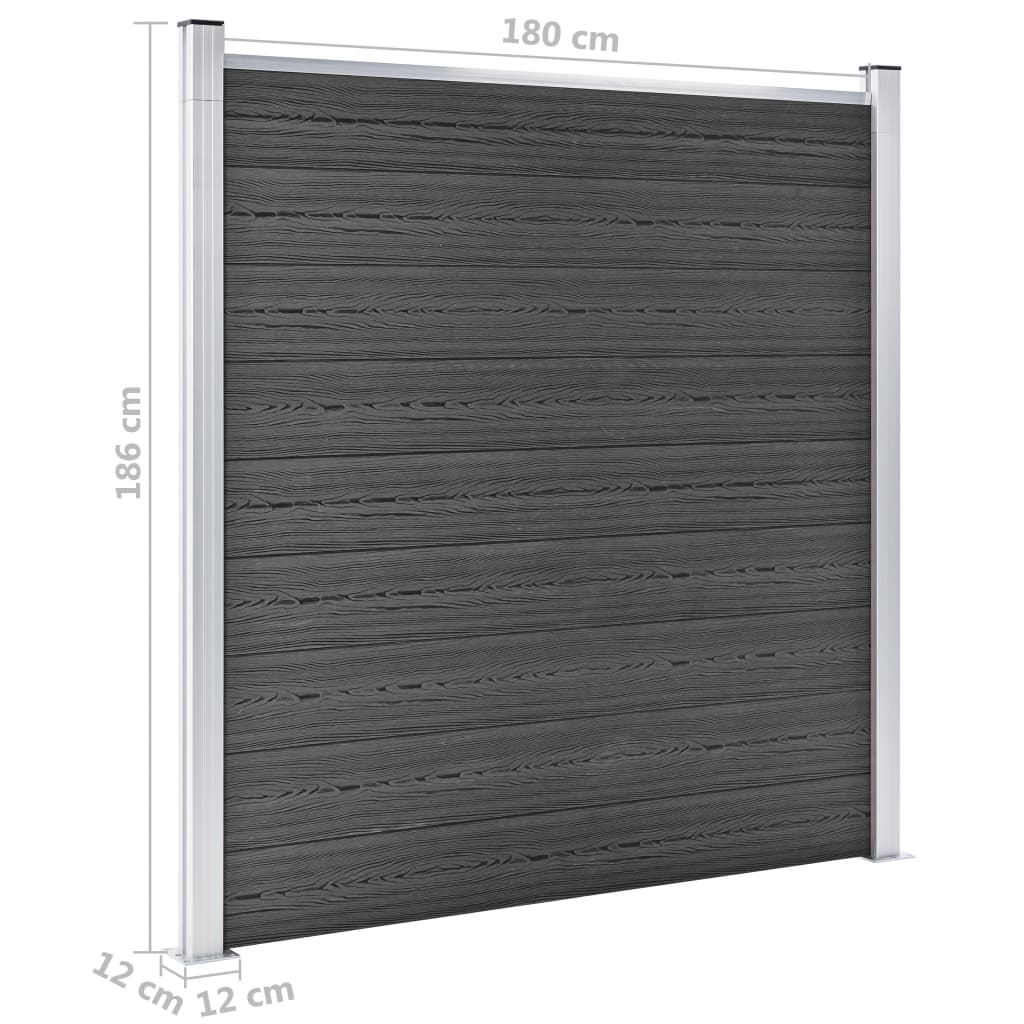 Zaunelement Set Wpc 526X186 Cm Schwarz