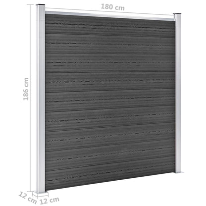 Zaunelement Set Wpc 526X186 Cm Schwarz