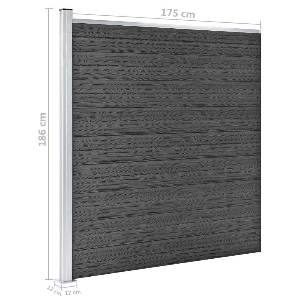 Zaunelement Set Wpc 526X186 Cm Schwarz
