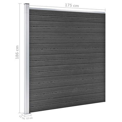 Zaunelement Set Wpc 526X186 Cm Schwarz