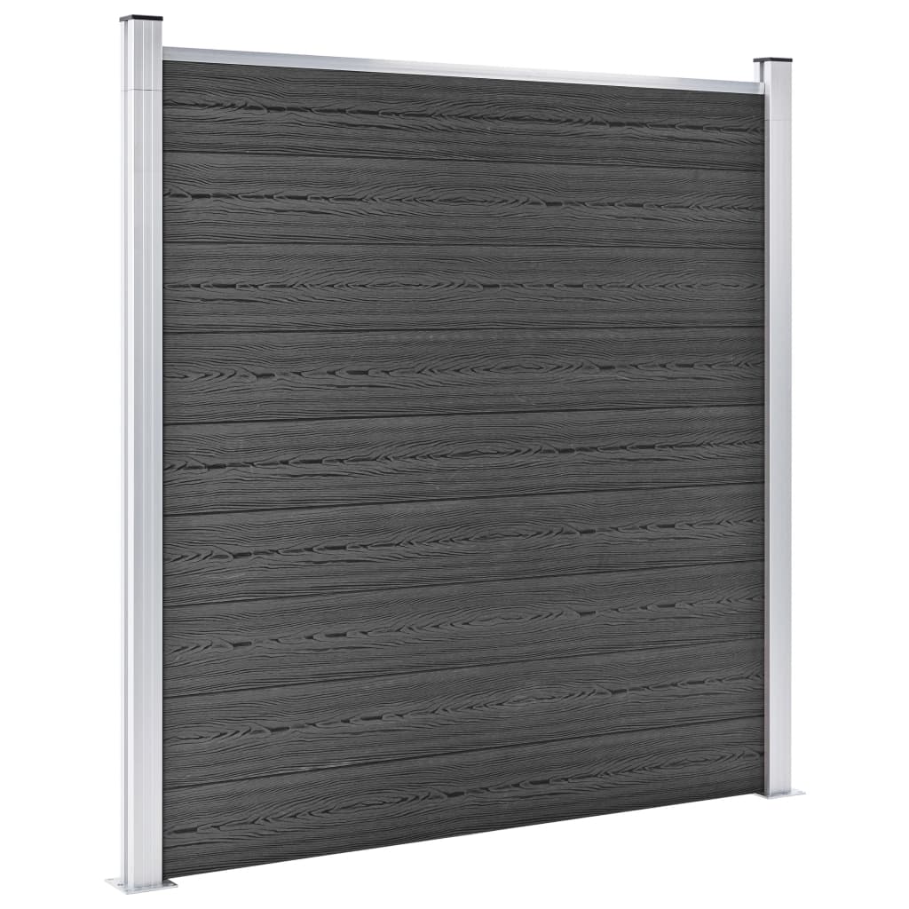 Zaunelement Set Wpc 526X186 Cm Schwarz