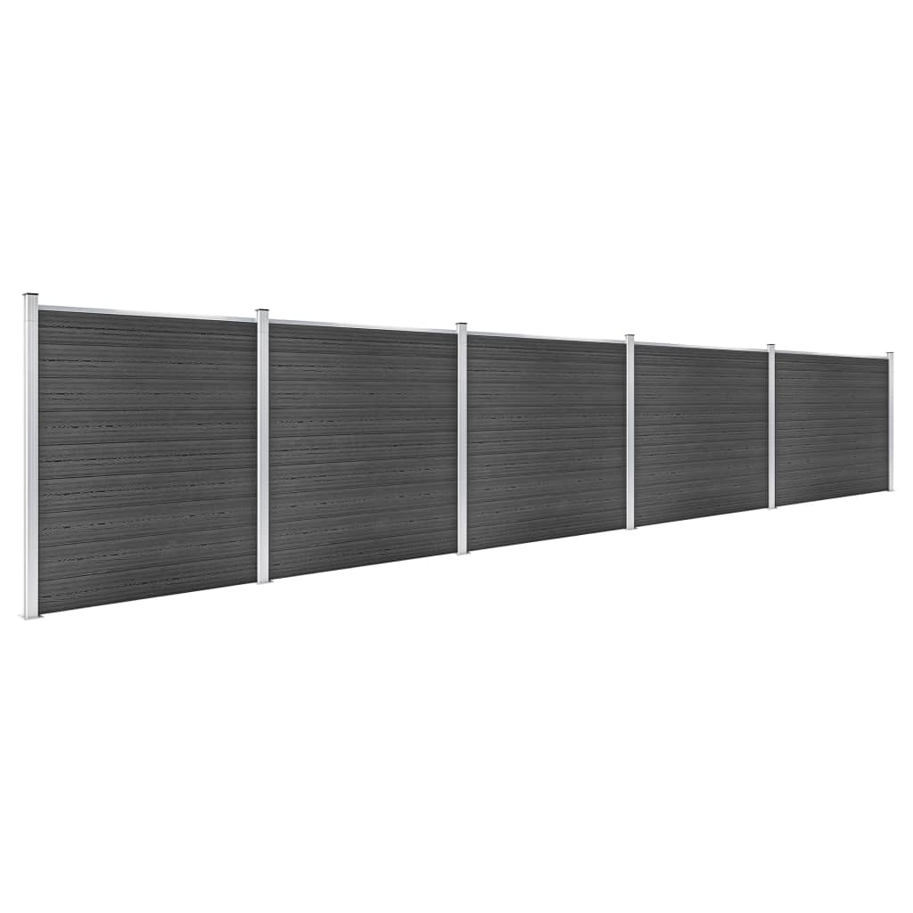Zaunelement Set Wpc 872X186 Cm Schwarz