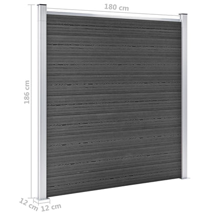 Zaunelement Set Wpc 872X186 Cm Schwarz