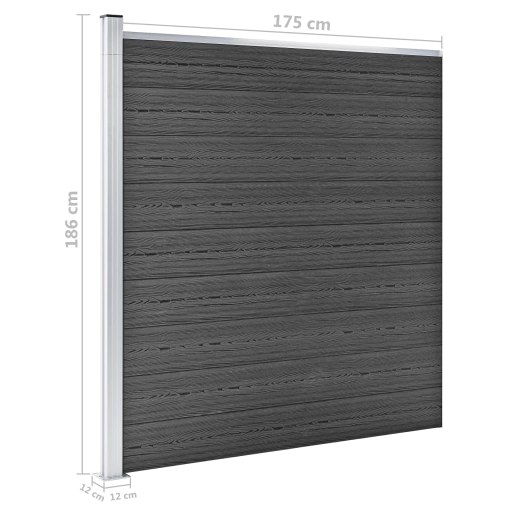 Zaunelement Set Wpc 872X186 Cm Schwarz