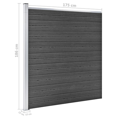 Zaunelement Set Wpc 872X186 Cm Schwarz