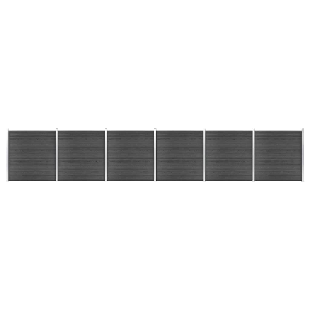 Zaunelement Wpc 175X186 Cm Schwarz