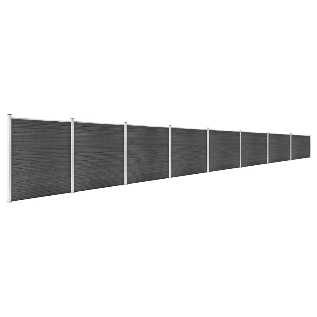 Zaunelement Set Wpc 1391X186 Cm Schwarz