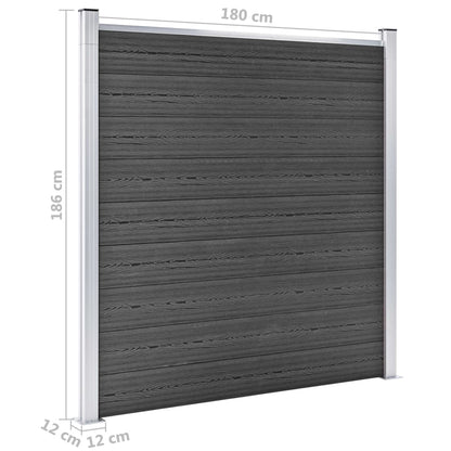 Zaunelement Set Wpc 1391X186 Cm Schwarz