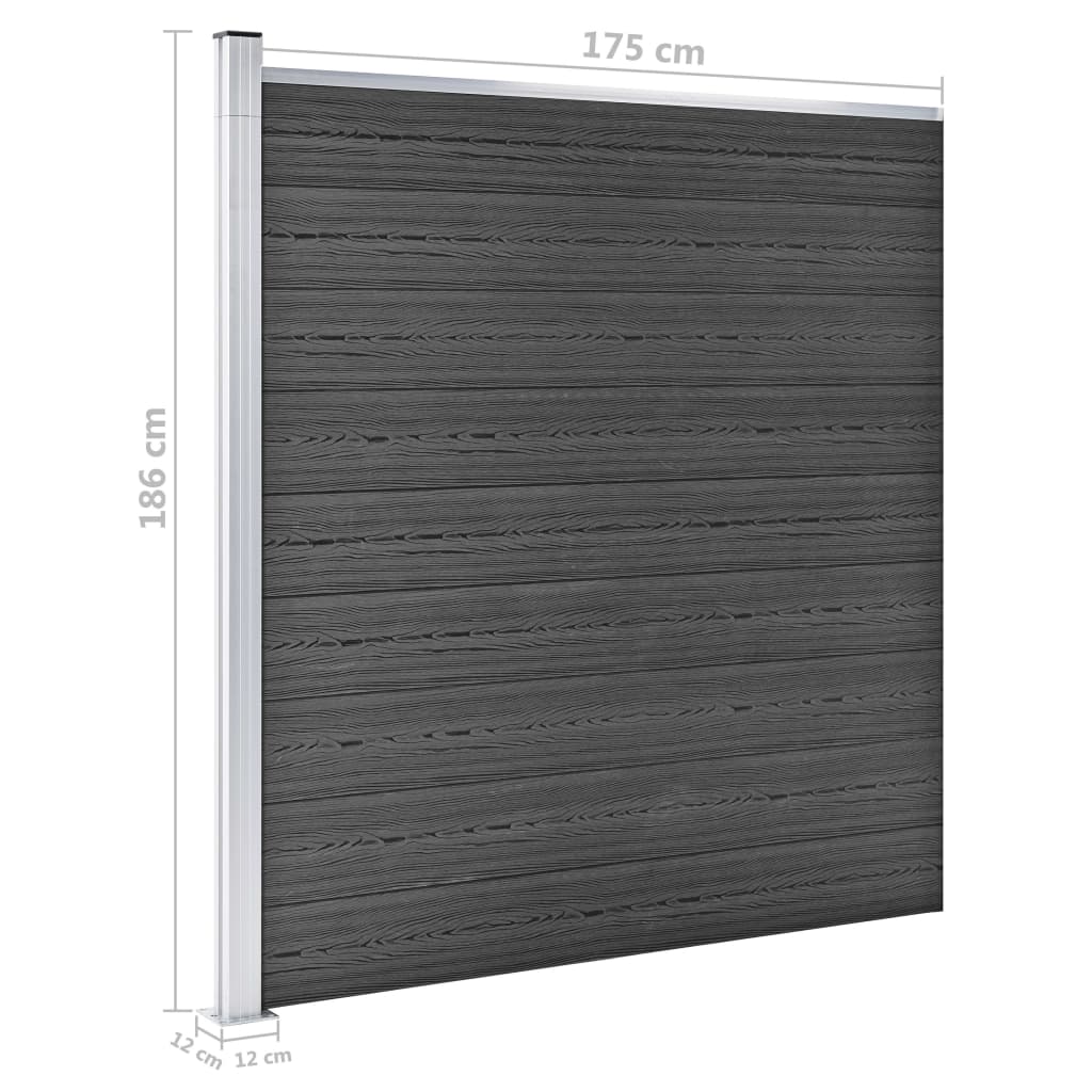 Zaunelement Set Wpc 1391X186 Cm Schwarz