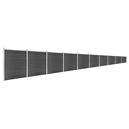 Zaunelement Set Wpc 1737X186 Cm Schwarz