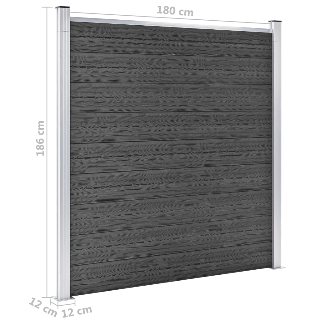Zaunelement Set Wpc 1737X186 Cm Schwarz
