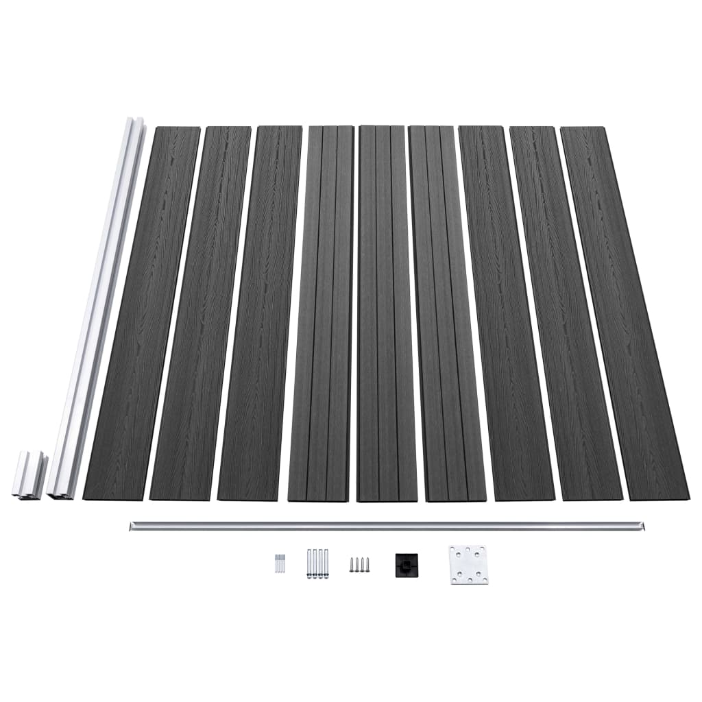 Zaunelement Set Wpc 1737X186 Cm Schwarz