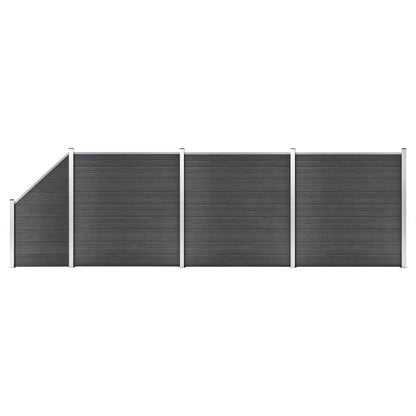 Zaunelement Set Wpc 619X(105-186) Cm Schwarz