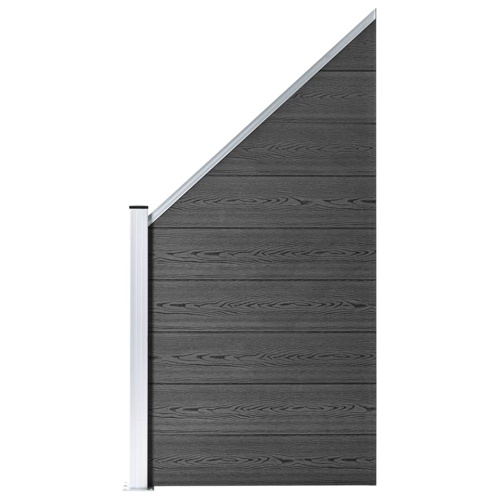 Zaunelement Set Wpc 619X(105-186) Cm Schwarz