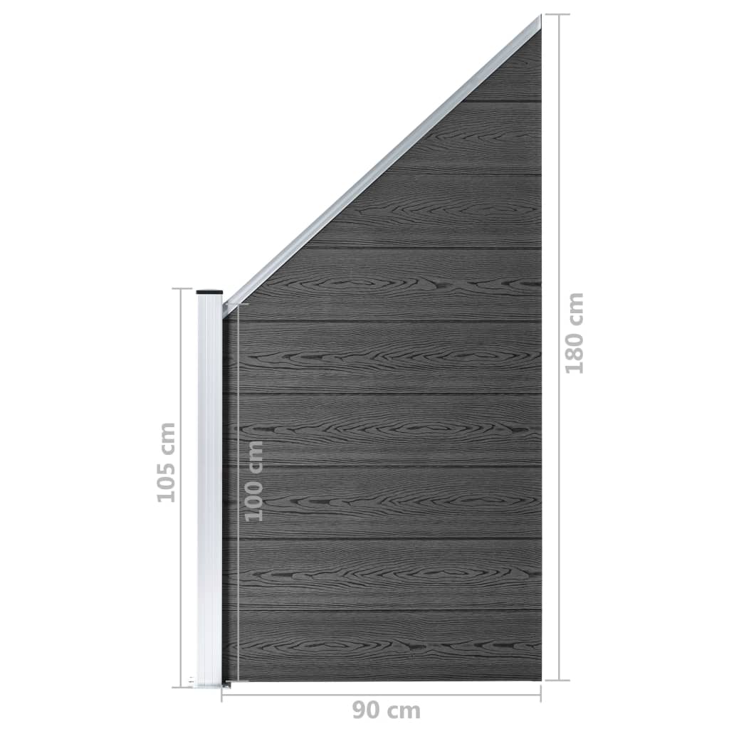 Zaunelement Set Wpc 619X(105-186) Cm Schwarz