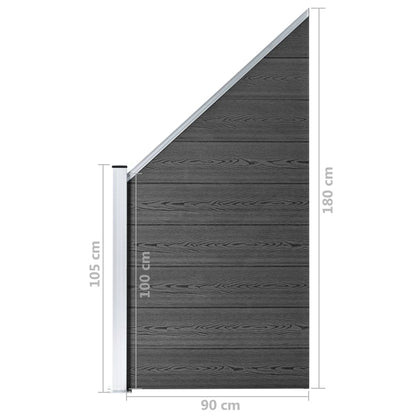 Zaunelement Set Wpc 1657X(105-186) Cm Schwarz