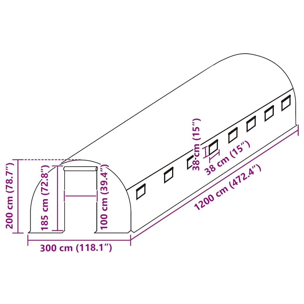 Ersatzabdeckung Für Gewächshaus (36 M²) 300X1200X200 Cm