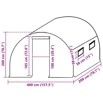 Ersatzabdeckung Für Gewächshaus (8 M²) 400X200X200 Cm