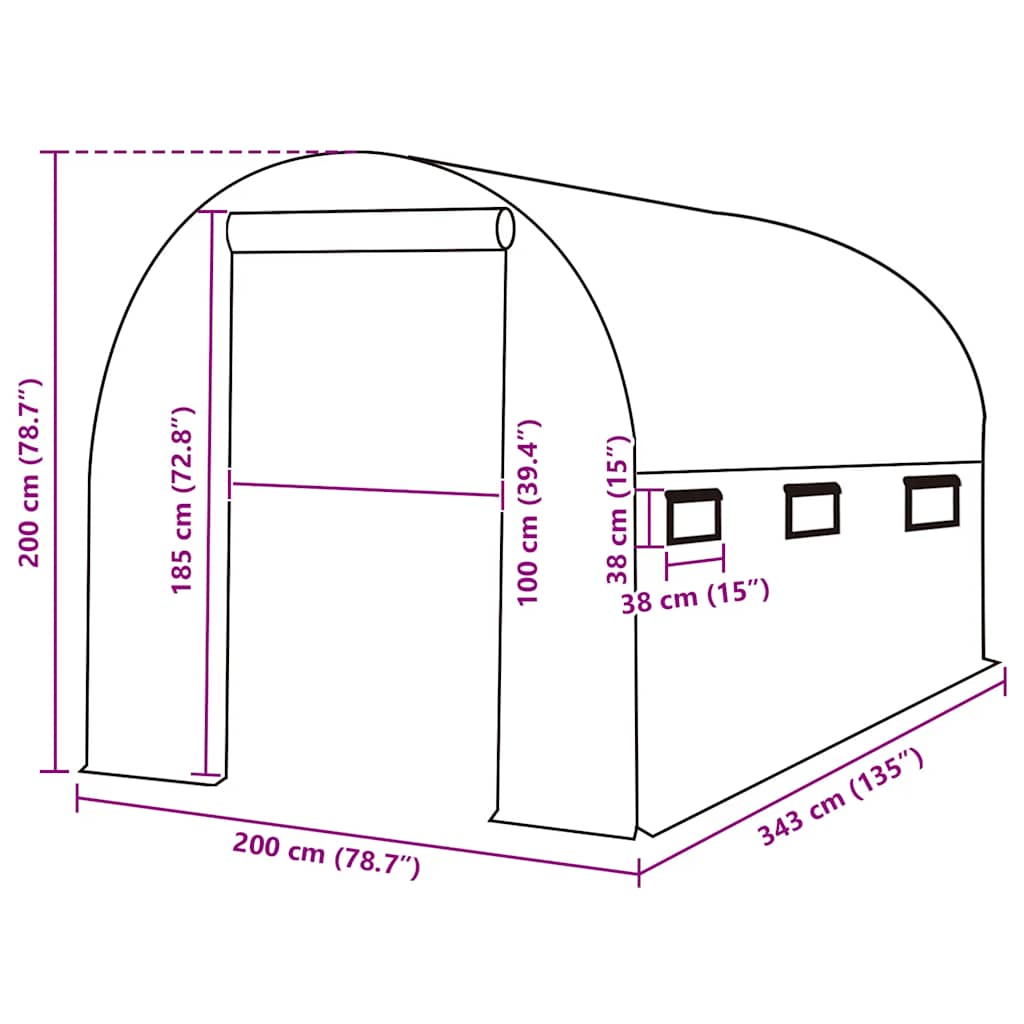 Ersatzabdeckung Für Gewächshaus (6,86 M²) 200X343X200 Cm