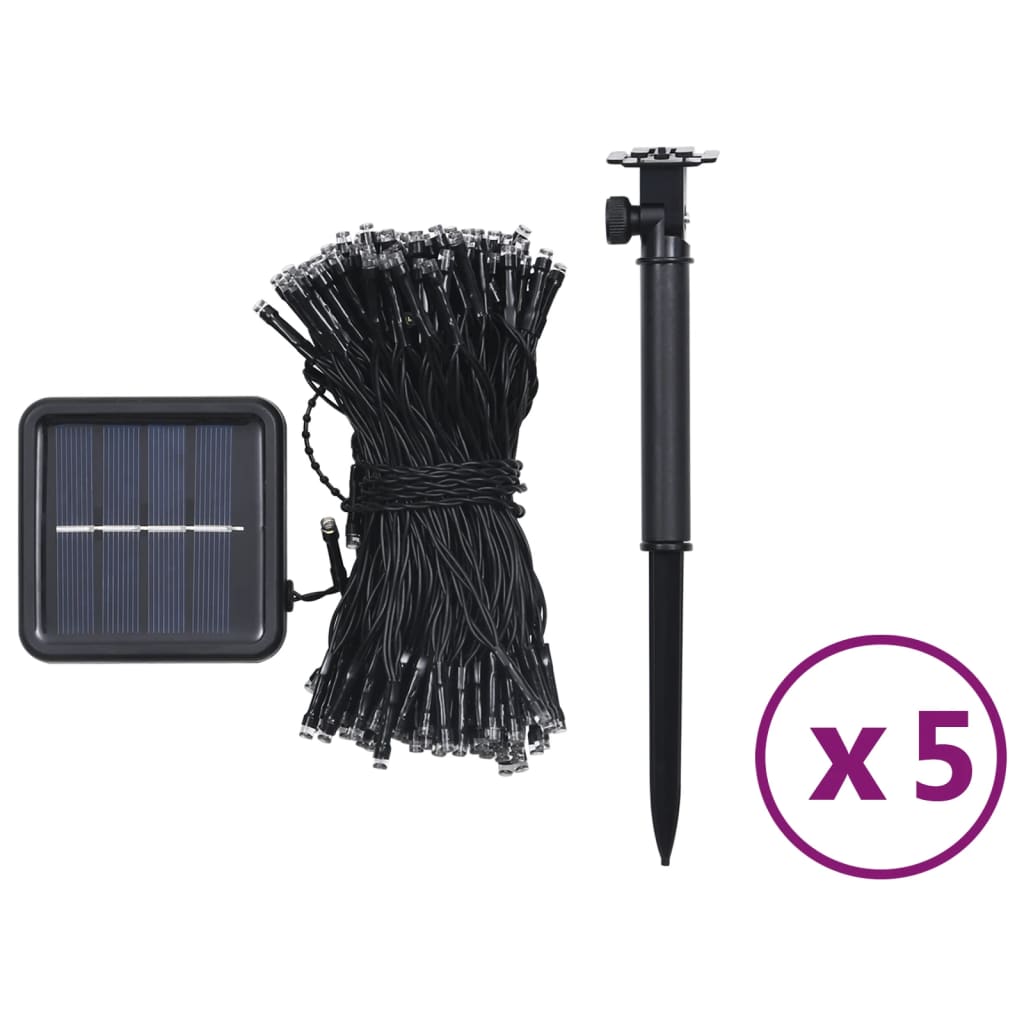 Solar-Lichterketten 5 Stk. 5X200 Led Warmweiß Innen Außen