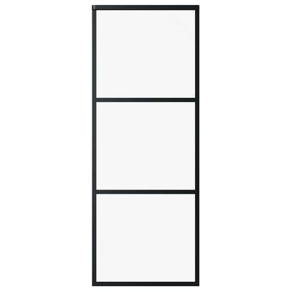 Schiebetür 3-Teilig Esg-Glas Und Aluminium Schwarz