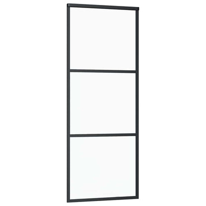 Schiebetür 3-Teilig Esg-Glas Und Aluminium Schwarz