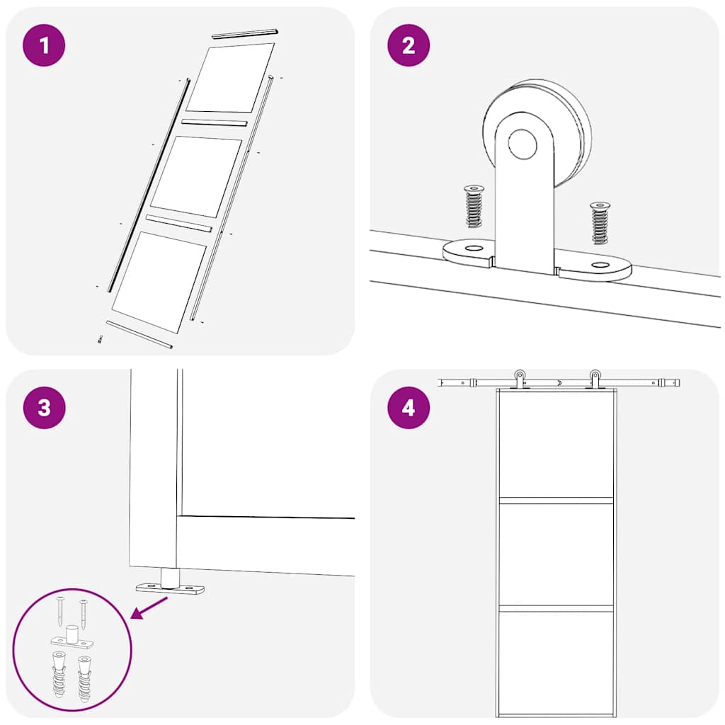 Schiebetür 3-Teilig Esg-Glas Und Aluminium Schwarz