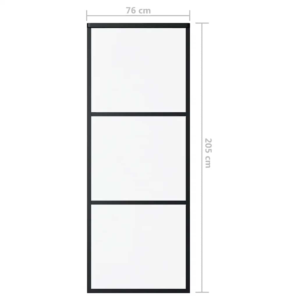 Schiebetür 3-Teilig Esg-Glas Und Aluminium Schwarz