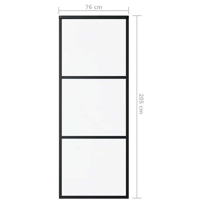 Schiebetür 3-Teilig Esg-Glas Und Aluminium Schwarz