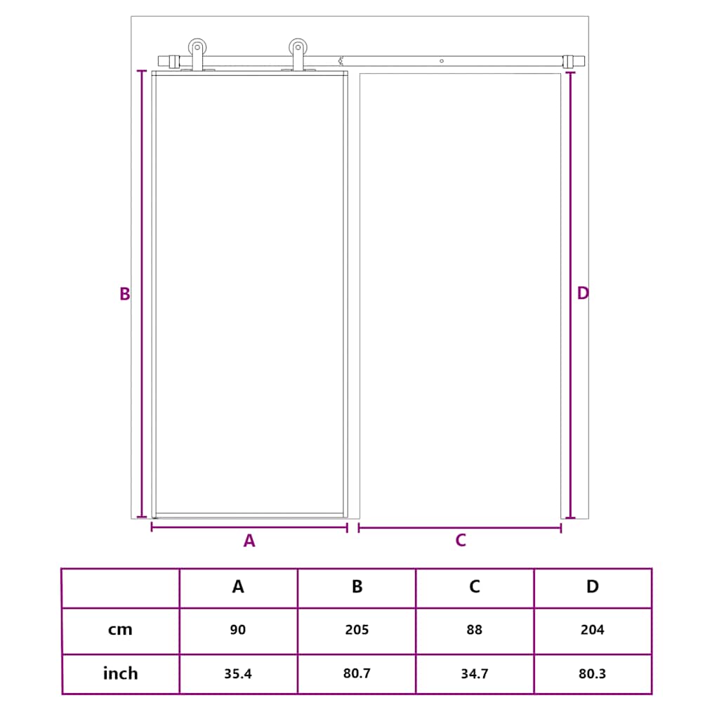 Schiebetür Esg-Glas Und Aluminium Schwarz