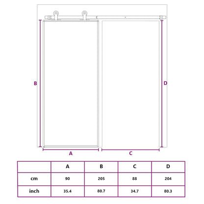 Schiebetür Esg-Glas Und Aluminium Schwarz