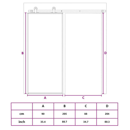 Schiebetür Esg-Glas Und Aluminium Schwarz