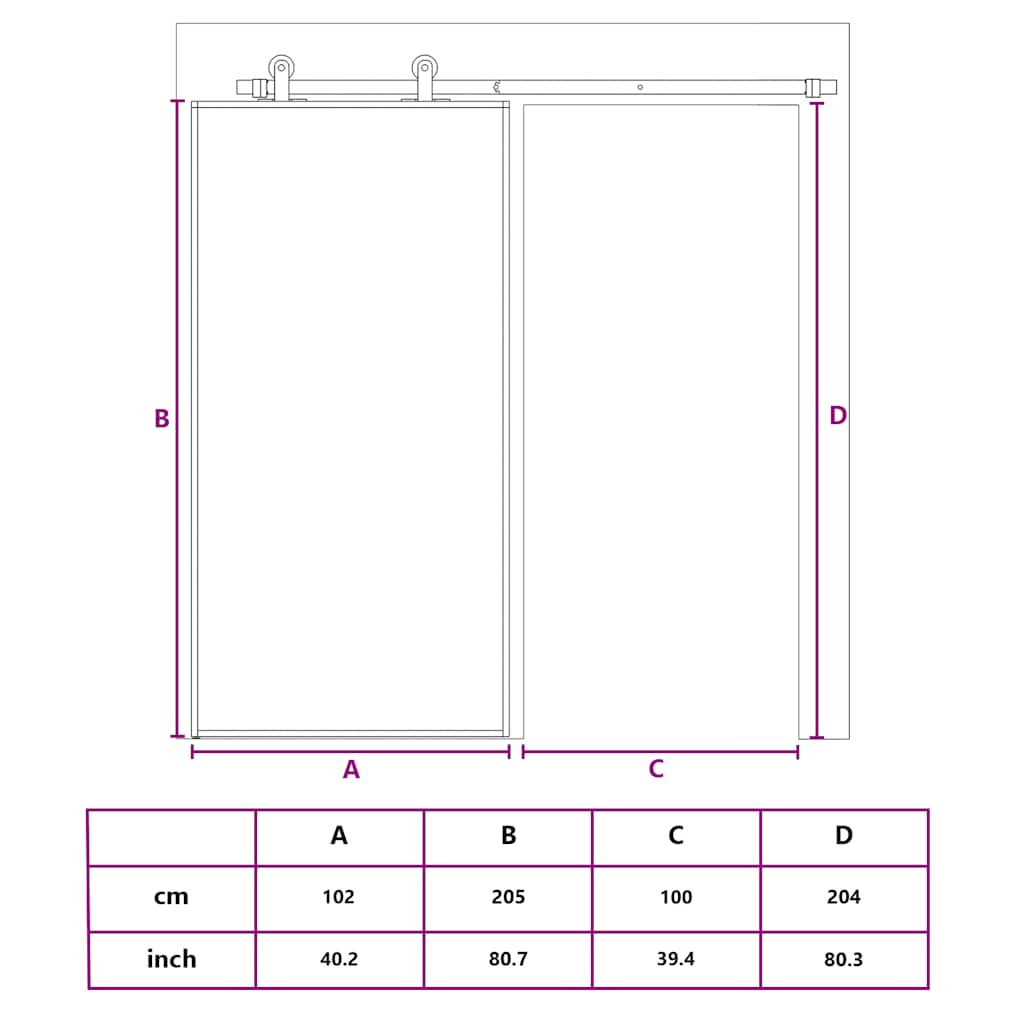 Schiebetür Esg-Glas Und Aluminium Schwarz