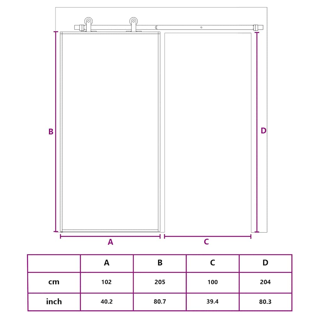 Schiebetür Esg-Glas Und Aluminium Schwarz
