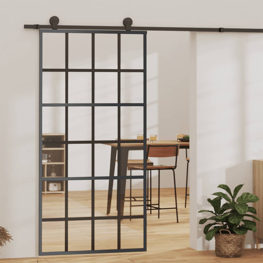 Schiebetür Esg-Glas Und Aluminium Schwarz