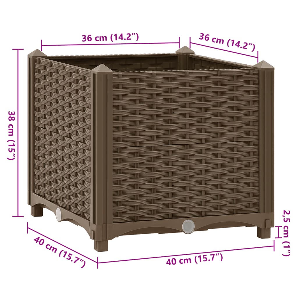 Hochbeet 40X40X38 Cm Polypropylen Braun